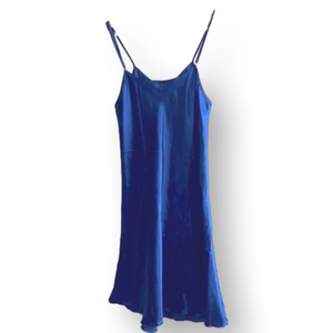 Elegant Blue Satin Slip Dress